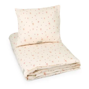 Lenjerie de pat pentru copii, galben-deschis/roz din bumbac organic pentru patut 100x140 cm Bows - Cam Cam Copenhagen imagine