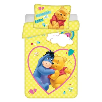 Lenjerie de pat pentru copii galbena din bumbac pentru patut 135x100 cm WTP 