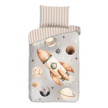 Lenjerie de pat pentru copii grej din bumbac pentru pat de o persoana 140x200 cm Explore - Good Morning imagine