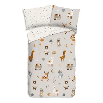 Lenjerie de pat pentru copii grej din bumbac pentru pat de o persoana 140x200 cm Woody - Good Morning imagine