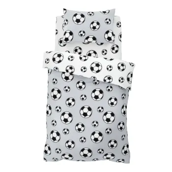 Lenjerie de pat pentru copii gri deschis din polar/fleece pentru pat dublu 200x200 cm Football - Catherine Lansfield imagine