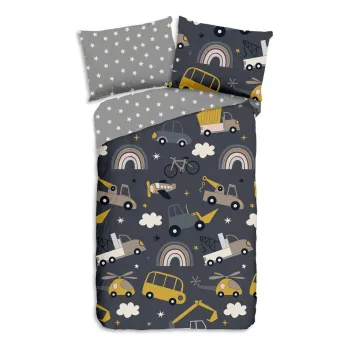 Lenjerie de pat pentru copii gri din bumbac pentru pat de o persoana 140x200 cm Rush - Good Morning imagine