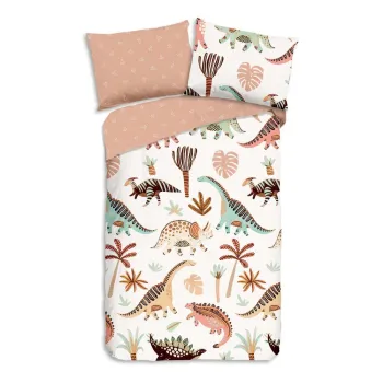 Lenjerie de pat pentru copii maro/bej din bumbac pentru pat de o persoana 140x200 cm Dino - Good Morning imagine