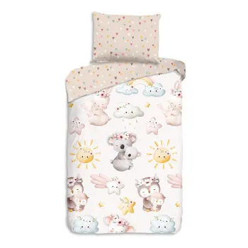 Lenjerie de pat pentru copii maro/bej din bumbac pentru pat de o persoana 140x200 cm Hugs - Good Morning imagine