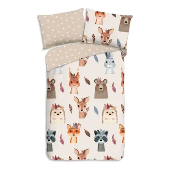 Lenjerie de pat pentru copii maro/bej din bumbac pentru pat de o persoana 140x200 cm Rave - Good Morning imagine