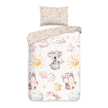 Lenjerie de pat pentru copii maro/bej din bumbac pentru patut 100x135 cm Hugs - Good Morning imagine