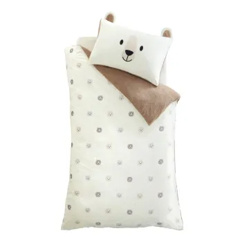 Lenjerie de pat pentru copii maro/crem din microplus/cocolino pentru pat de o persoana 135x200 cm Cosy Bear - Catherine Lansfield imagine