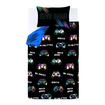 Lenjerie de pat pentru copii neagra pentru pat dublu 200x200 cm Game Over - Catherine Lansfield imagine