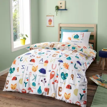 Lenjerie de pat pentru copii pentru pat de o persoana 140x200 cm Woodland Alphabet - RHS imagine