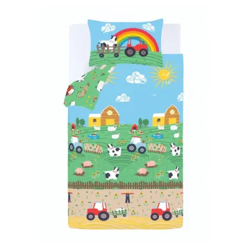 Lenjerie de pat pentru copii pentru pat dublu 200x200 cm Farmyard Animals - Catherine Lansfield imagine