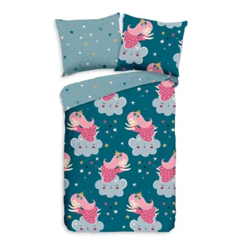 Lenjerie de pat pentru copii petrol din bumbac pentru patut 120x150 cm Princesse - Good Morning imagine