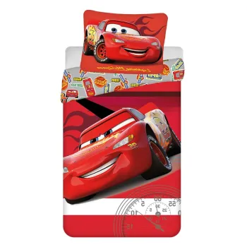 Lenjerie de pat pentru copii rosie din bumbac pentru pat de o persoana 140x200 cm Cars 
