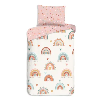 Lenjerie de pat pentru copii roz/bej din bumbac pentru pat de o persoana 140x200 cm Louie - Good Morning imagine