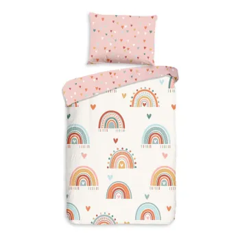 Lenjerie de pat pentru copii roz/bej din bumbac pentru patut 100x135 cm Louie - Good Morning imagine