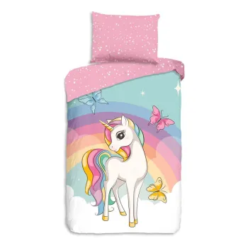 Lenjerie de pat pentru copii roz din bumbac pentru pat de o persoana 140x200 cm Dash - Good Morning imagine