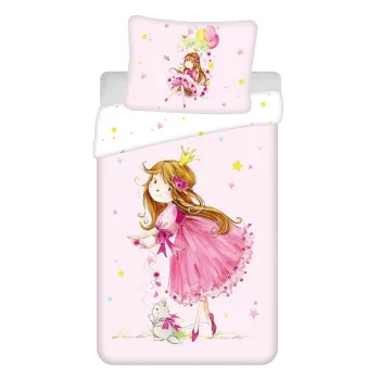 Lenjerie de pat pentru copii roz din bumbac pentru pat de o persoana 140x200 cm Fairy - Jerry Fabrics imagine