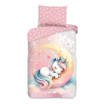 Lenjerie de pat pentru copii roz din bumbac pentru pat de o persoana 140x200 cm Molly - Good Morning imagine