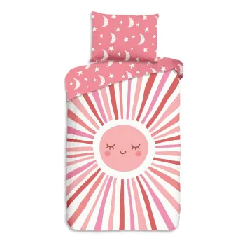 Lenjerie de pat pentru copii roz din bumbac pentru pat de o persoana 140x200 cm Sunny - Good Morning imagine