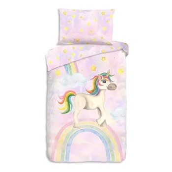 Lenjerie de pat pentru copii roz din bumbac pentru pat de o persoana 140x200 cm Unisweet - Good Morning imagine