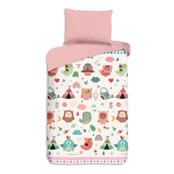Lenjerie de pat pentru copii roz din bumbac pentru pat de o persoana 140x200 cm Wise - Good Morning imagine