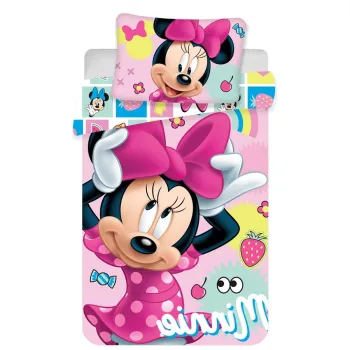 Lenjerie de pat pentru copii roz din bumbac pentru patut 100x135 cm Minnie 