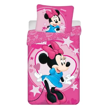 Lenjerie de pat pentru copii roz din microfibra pentru pat de o persoana 140x200 cm Minnie 