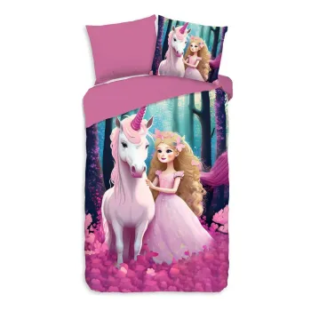 Lenjerie de pat pentru copii roz din microfibra pentru pat de o persoana/extinsa 140x220 cm Julia - Good Morning imagine