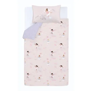 Lenjerie de pat pentru copii roz/mov pentru pat dublu 200x200 cm Dancing Fairies - Catherine Lansfield imagine