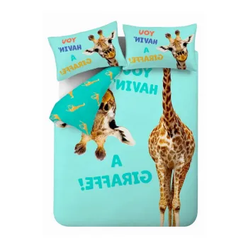 Lenjerie de pat pentru copii turcoaz pentru pat dublu/extinsa 230x220 cm Havin A Giraffe - Catherine Lansfield imagine