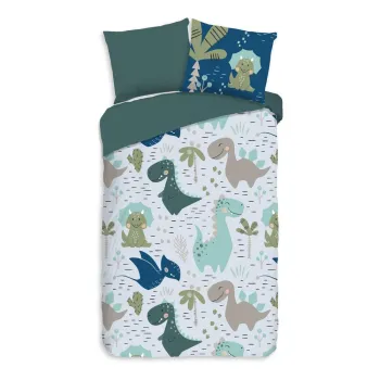 Lenjerie de pat pentru copii verde/albastra din microfibra pentru pat de o persoana 140x200 cm - Good Morning imagine