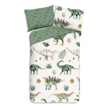 Lenjerie de pat pentru copii verde/bej din bumbac pentru pat de o persoana 140x200 cm Gabi - Good Morning imagine