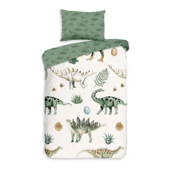 Lenjerie de pat pentru copii verde/bej din bumbac pentru patut 100x135 cm Gabi - Good Morning imagine