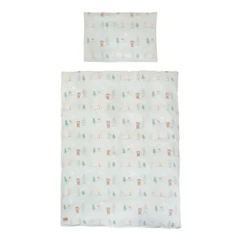 Lenjerie de pat pentru copii verde-deschis din bumbac pentru patut 100x135 cm Woodland Buddies - Roba imagine