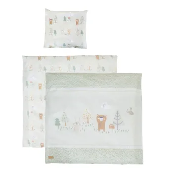 Lenjerie de pat pentru copii verde-deschis din bumbac pentru patut 80x80 cm Woodland Buddies - Roba imagine
