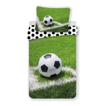 Lenjerie de pat pentru copii verde din bumbac pentru pat de o persoana 140x200 cm Football - Jerry Fabrics imagine