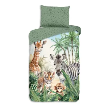 Lenjerie de pat pentru copii verde din bumbac pentru pat de o persoana 140x200 cm Thabo - Good Morning imagine