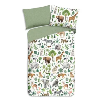 Lenjerie de pat pentru copii verde din bumbac pentru patut 100x135 cm Samba - Good Morning imagine