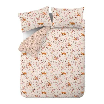 Lenjerie de pat portocalie/bej pentru pat dublu 200x200 cm Woodland Fox - Catherine Lansfield imagine