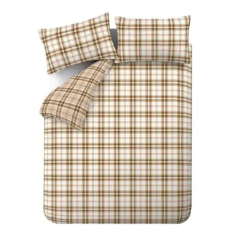 Lenjerie de pat portocalie/maro deschis pentru pat de o persoana 135x200 cm Kelso Check - Catherine Lansfield imagine