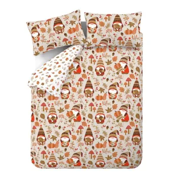 Lenjerie de pat portocalie/maro pentru pat dublu/extinsa 230x220 cm Woodland Gonks - Catherine Lansfield imagine