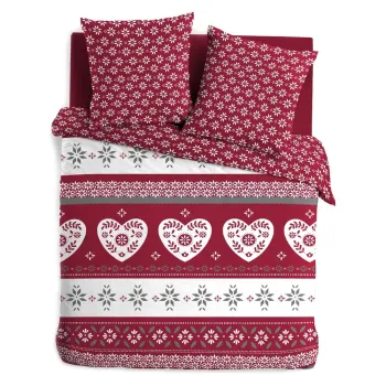 Lenjerie de pat rosie din bumbac pentru pat dublu/extinsa 240x220 cm Alpage - douceur d'interieur imagine