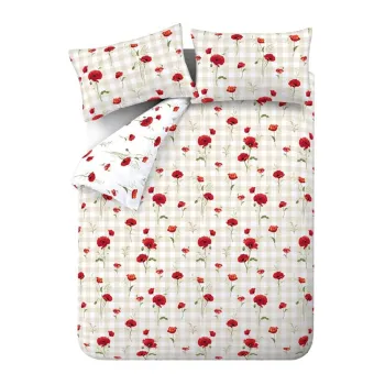 Lenjerie de pat rosie pentru pat dublu 200x200 cm Poppy - Catherine Lansfield imagine
