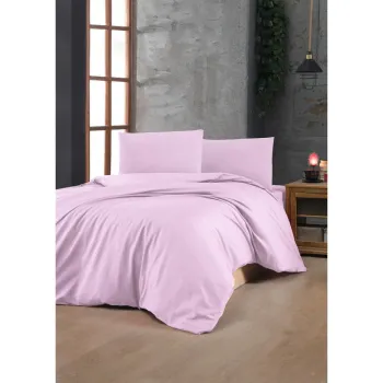 Lenjerie de pat roz-deschis din bumbac ranforce pentru pat de o persoana 140x200 cm - Mijolnir imagine