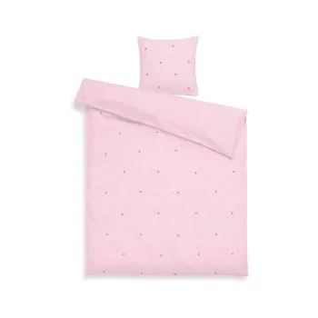 Lenjerie de pat roz din bumbac percal pentru pat de o persoana 140x200 cm Daisy - JUNA imagine