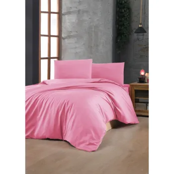 Lenjerie de pat roz din bumbac ranforce pentru pat de o persoana 140x200 cm - Mijolnir imagine