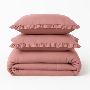 Lenjerie de pat roz din bumbac ranforce pentru pat de o persoana 140x200 cm Ruffle Striped - Mila Home Luxury imagine