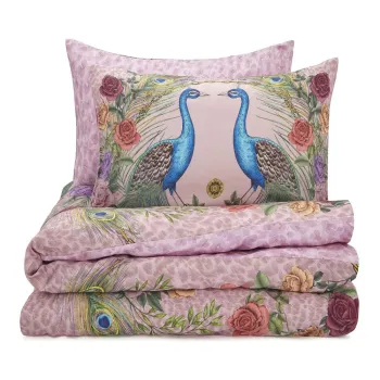 Lenjerie de pat roz din bumbac satinat pentru pat de o persoana 135x200 cm Xanadu Peacock - Matthew Williamson imagine