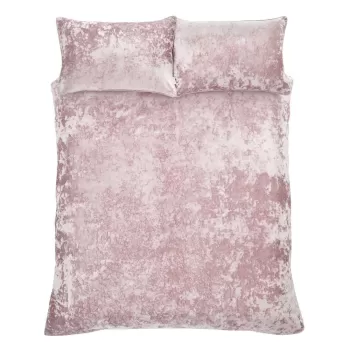 Lenjerie de pat roz din catifea pentru pat dublu 200x200 cm Crushed - Catherine Lansfield imagine