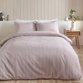 Lenjerie de pat roz din flanela pentru pat de o persoana 135x200 cm Stripe - Catherine Lansfield imagine