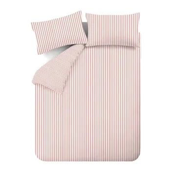 Lenjerie de pat roz din flanela pentru pat dublu/extinsa 230x220 cm Stripe - Catherine Lansfield imagine
